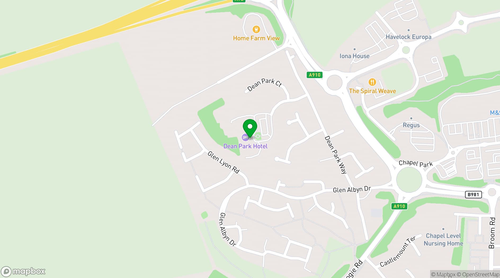 Map showing Dean Park Hotel
