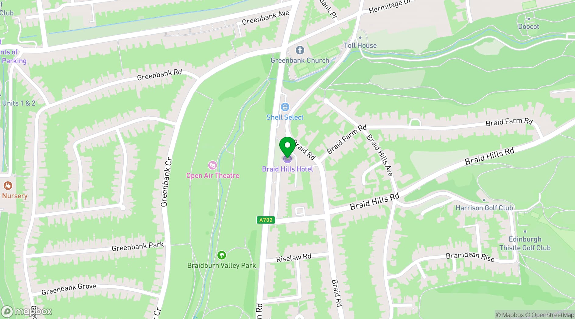 Map showing Braid Hills Hotel