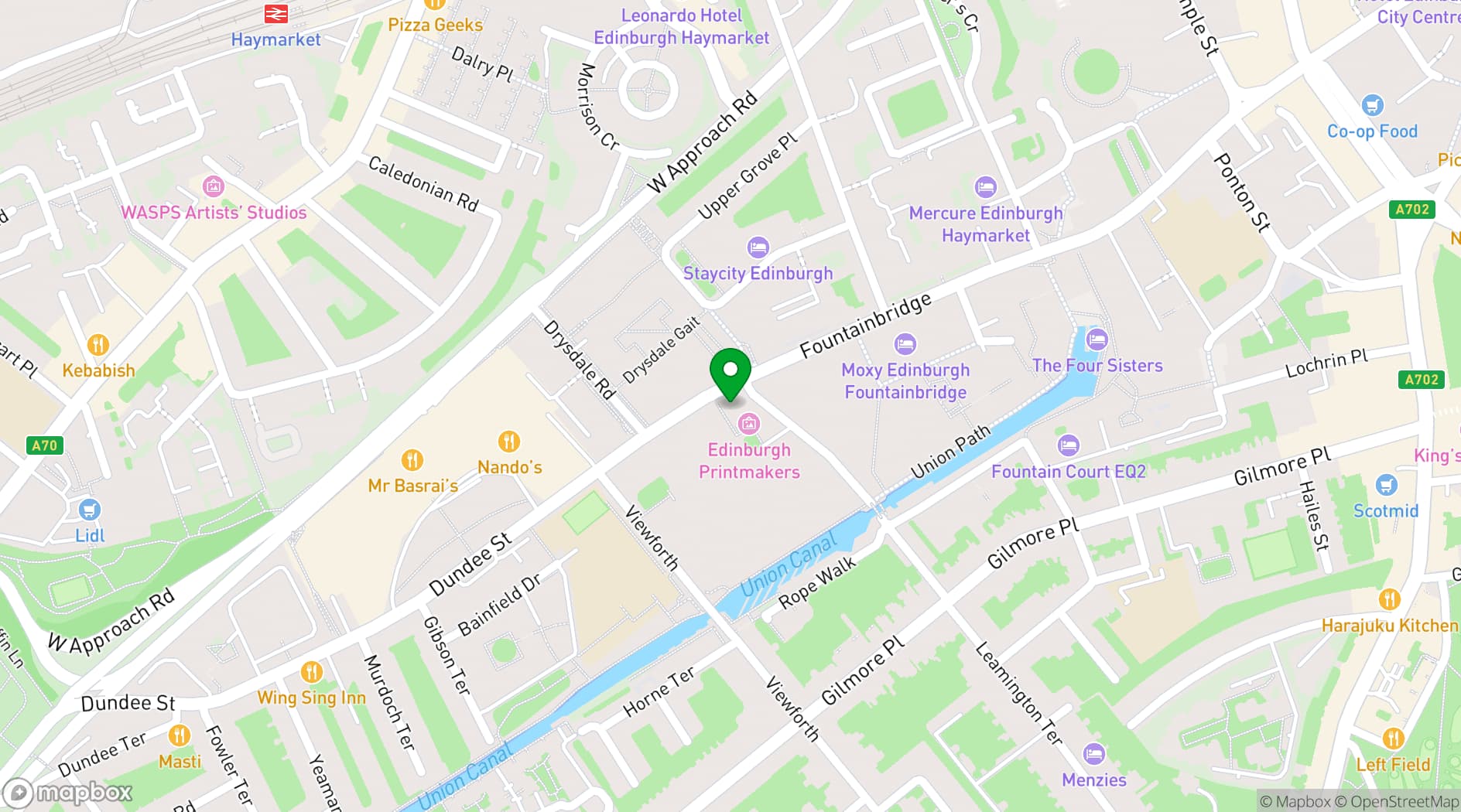 Map showing Edinburgh Printmakers
