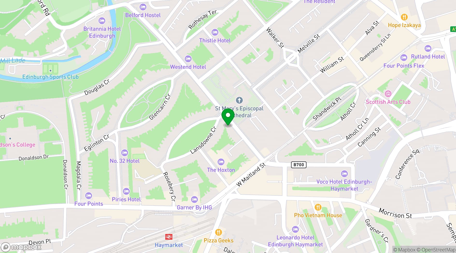 Map showing BSC Edinburgh