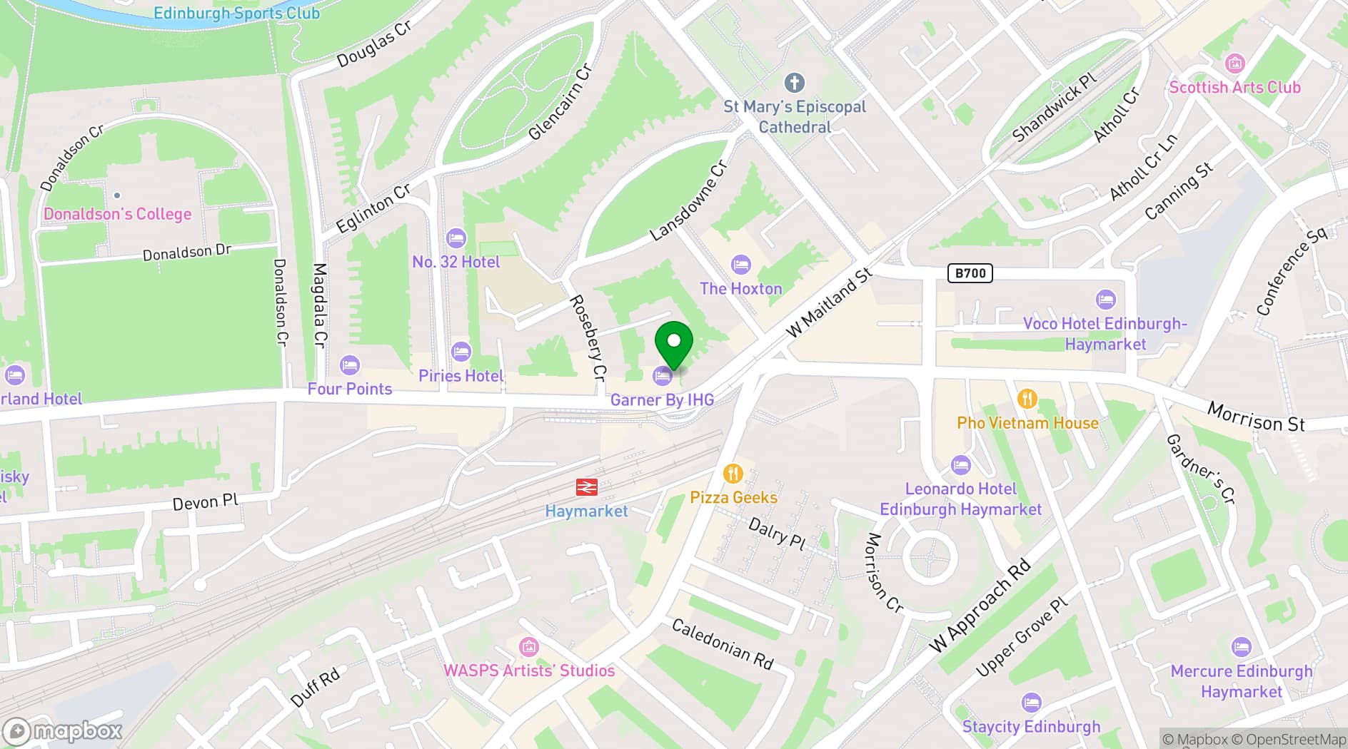 Map showing Haymarket Edinburgh
