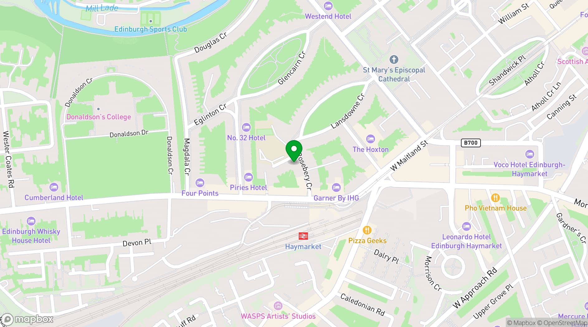 Map showing Grosvenor Gardens Hotel