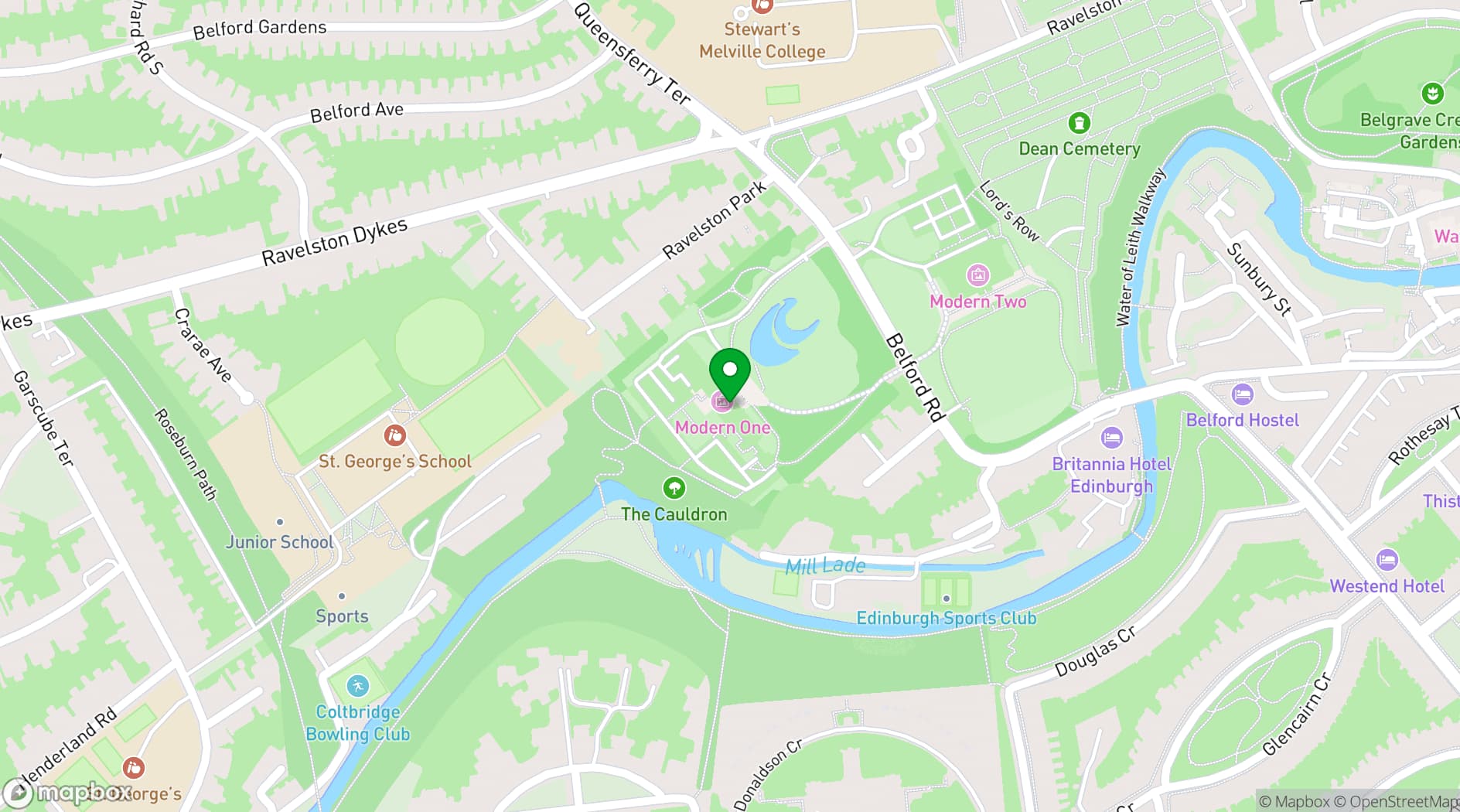 Map showing Scottish National Gallery of Modern Art