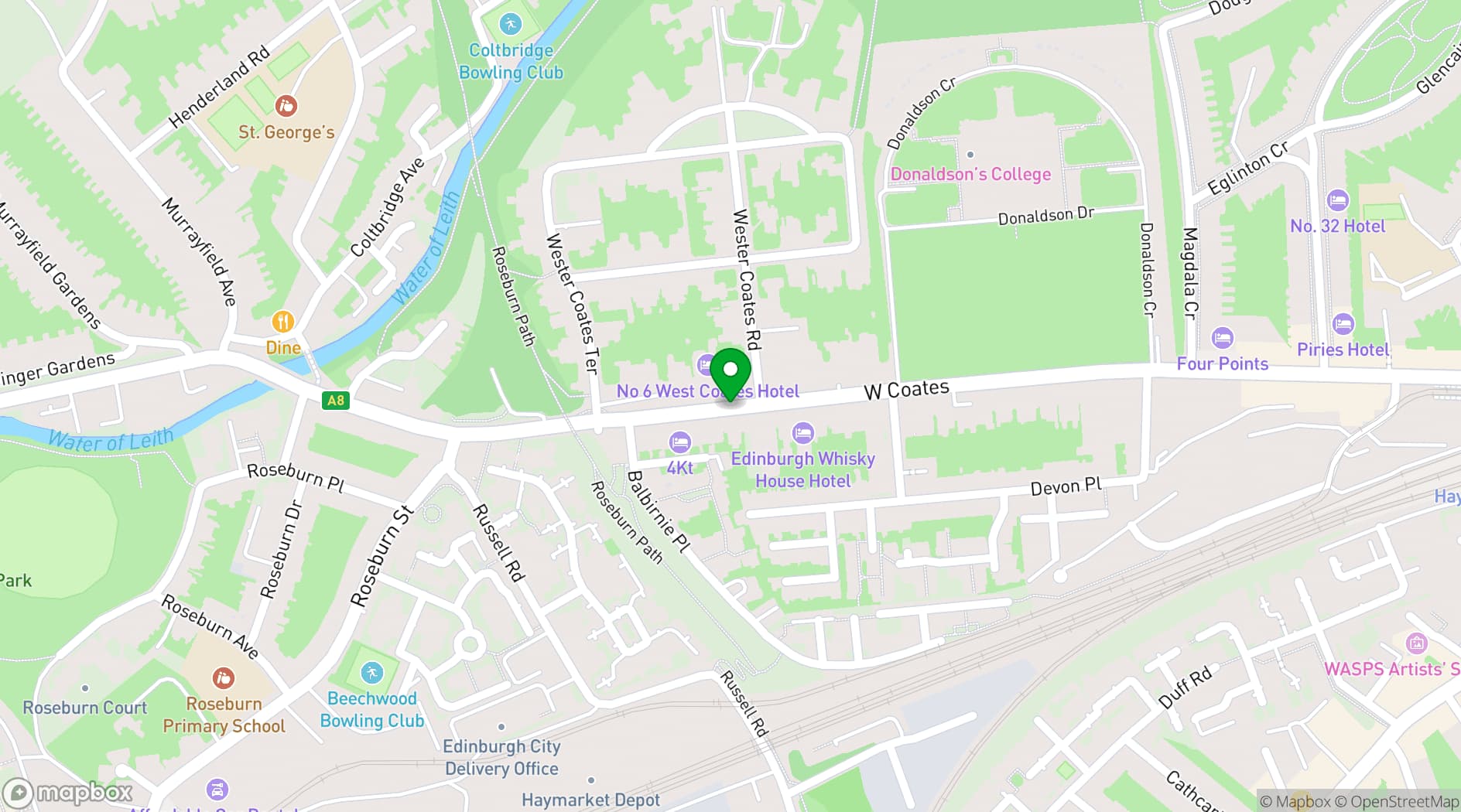 Map showing The Roseate Edinburgh