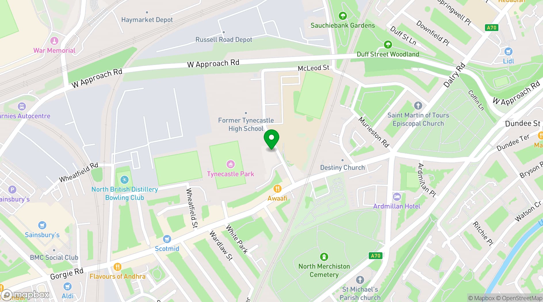 Map showing Heart of Midlothian