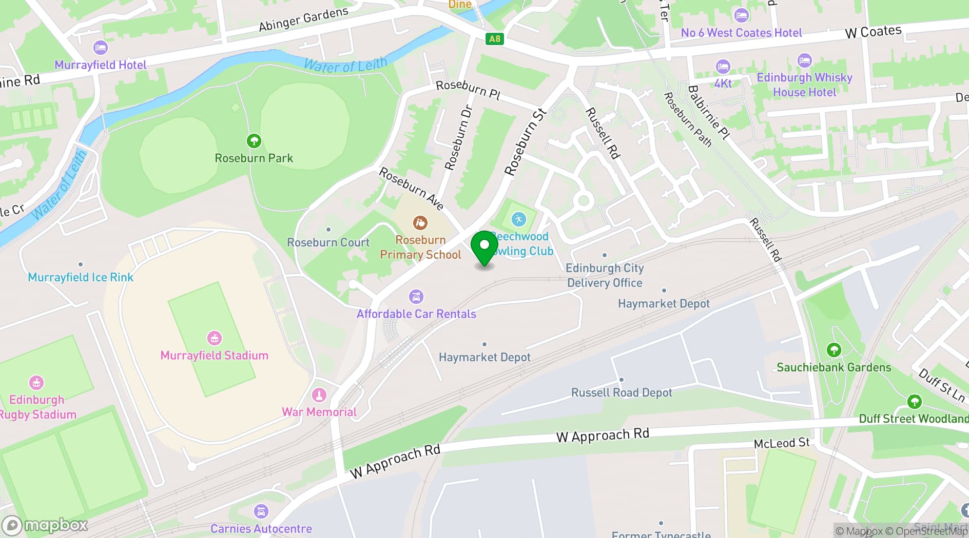 Map showing Murrayfield Indoor Sports Club
