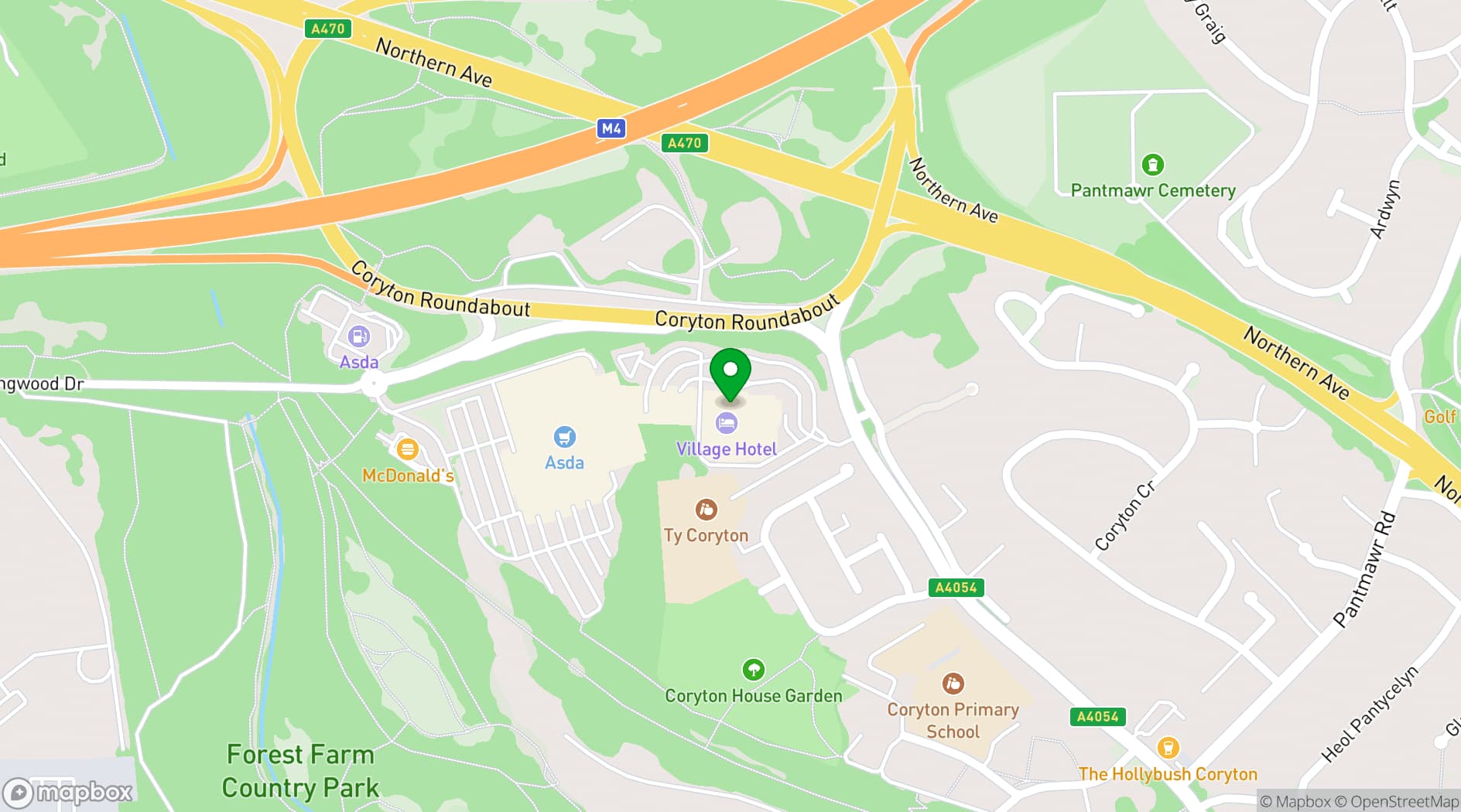 Map showing Village Cardiff