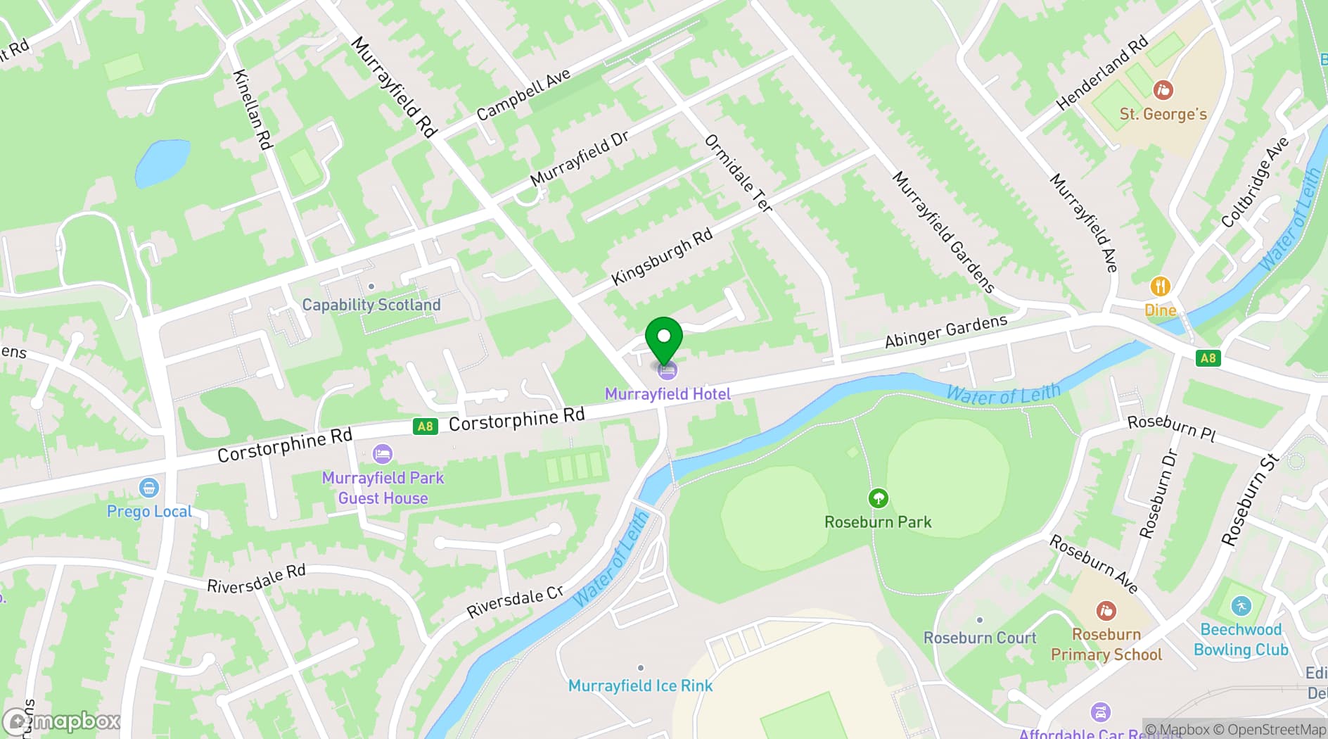 Map showing The Murrayfield Hotel