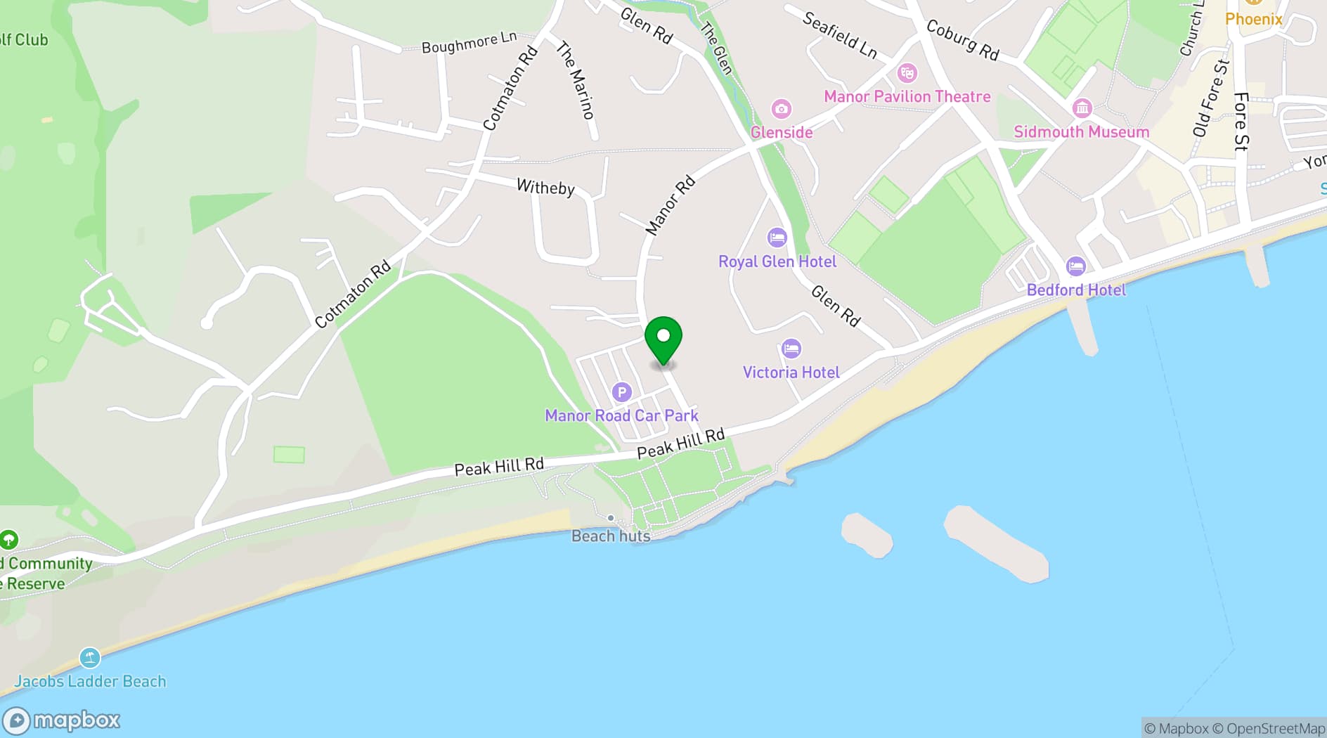 Map showing Sidmouth Harbour Hotel