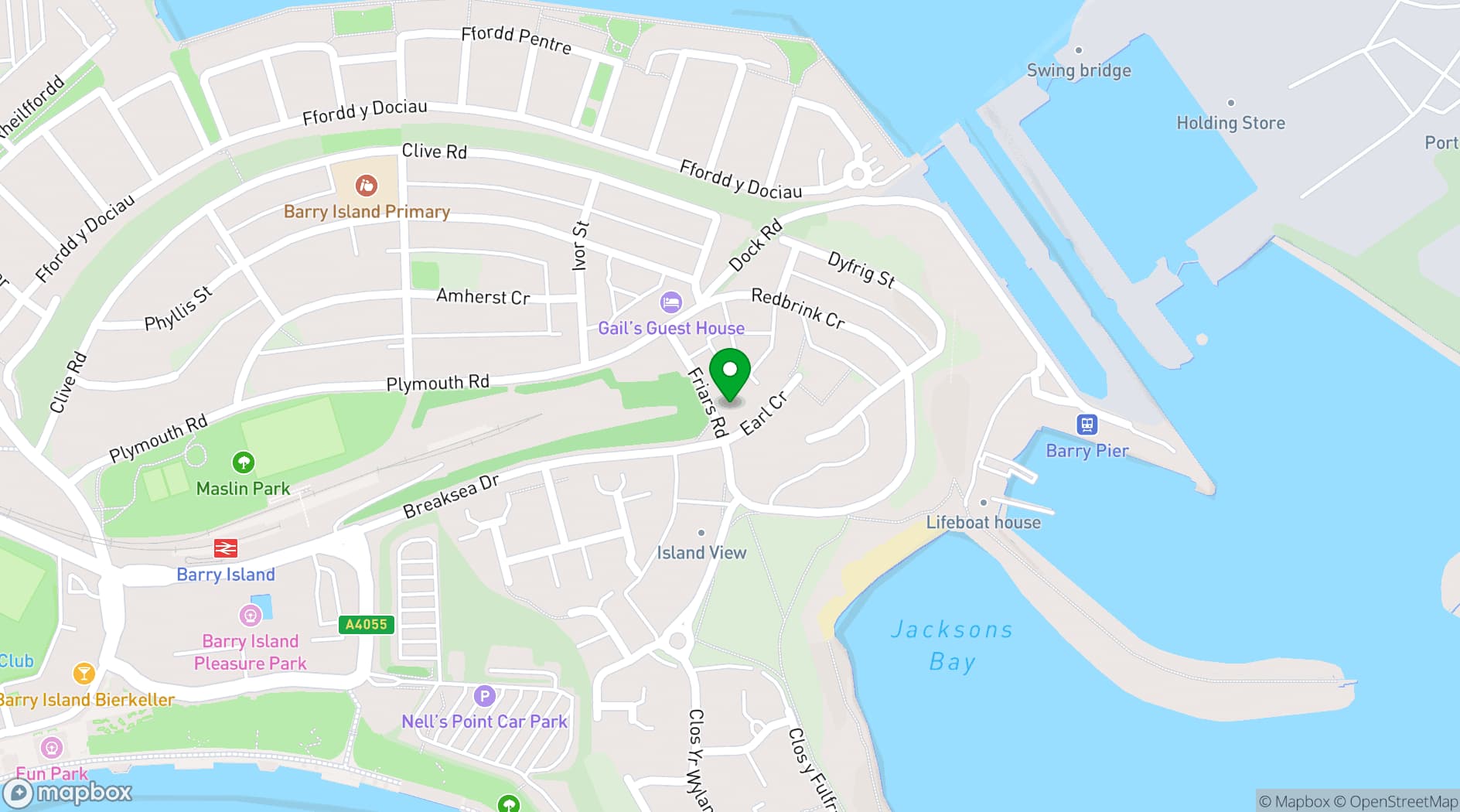 Map showing Barry Island Community Centre
