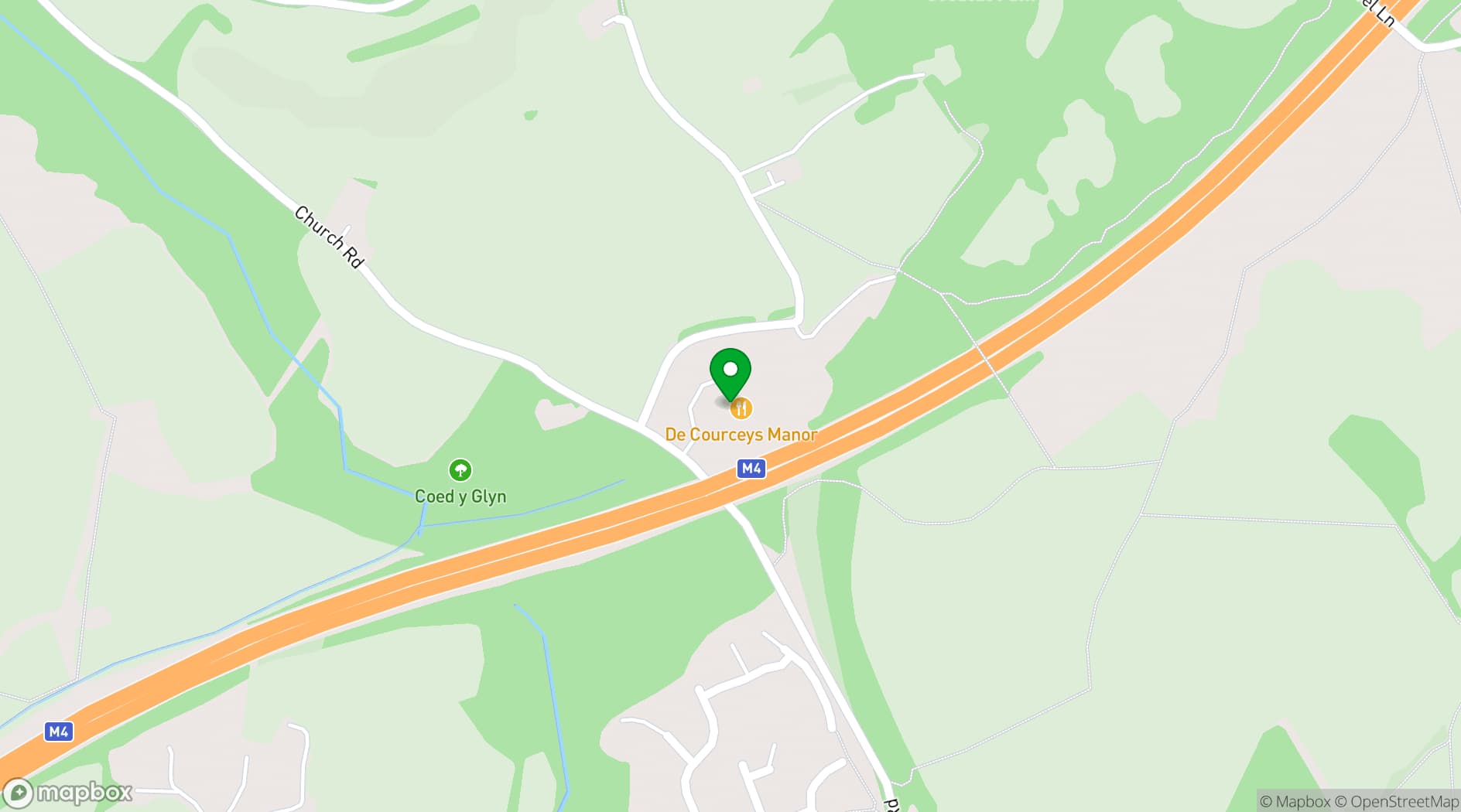Map showing De Courceys Manor