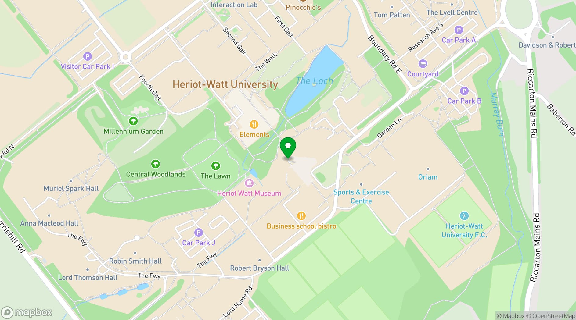 Map showing Heriot Watt University Conference and Events