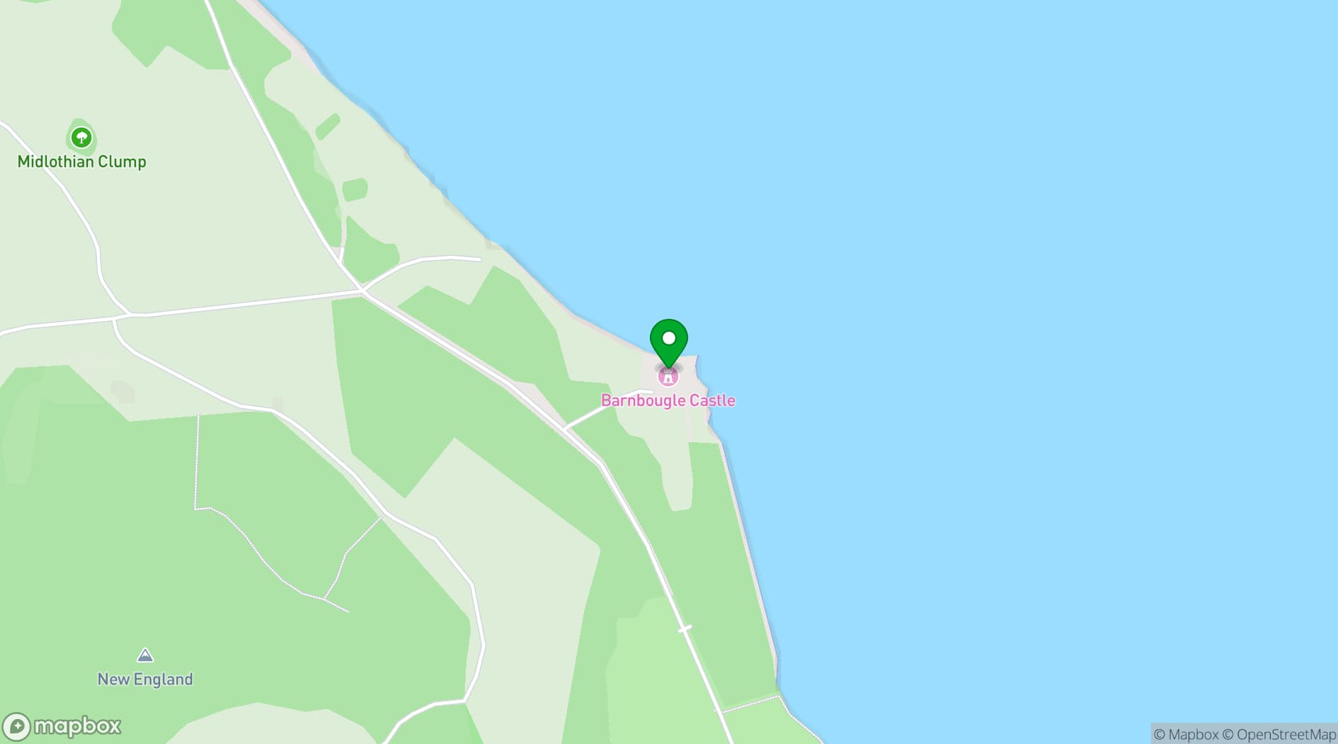 Map showing Barnbougle Castle