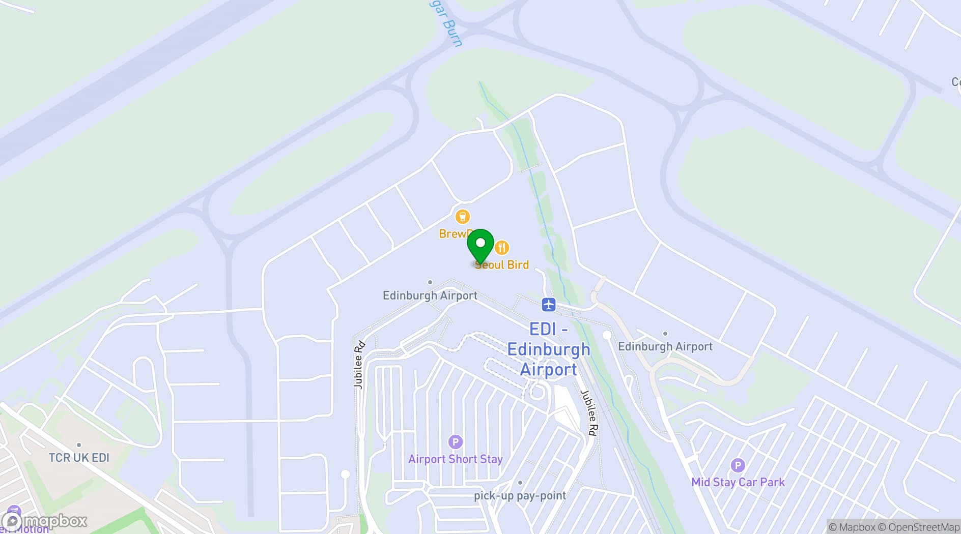 Map showing BrewDog Edinburgh Airport