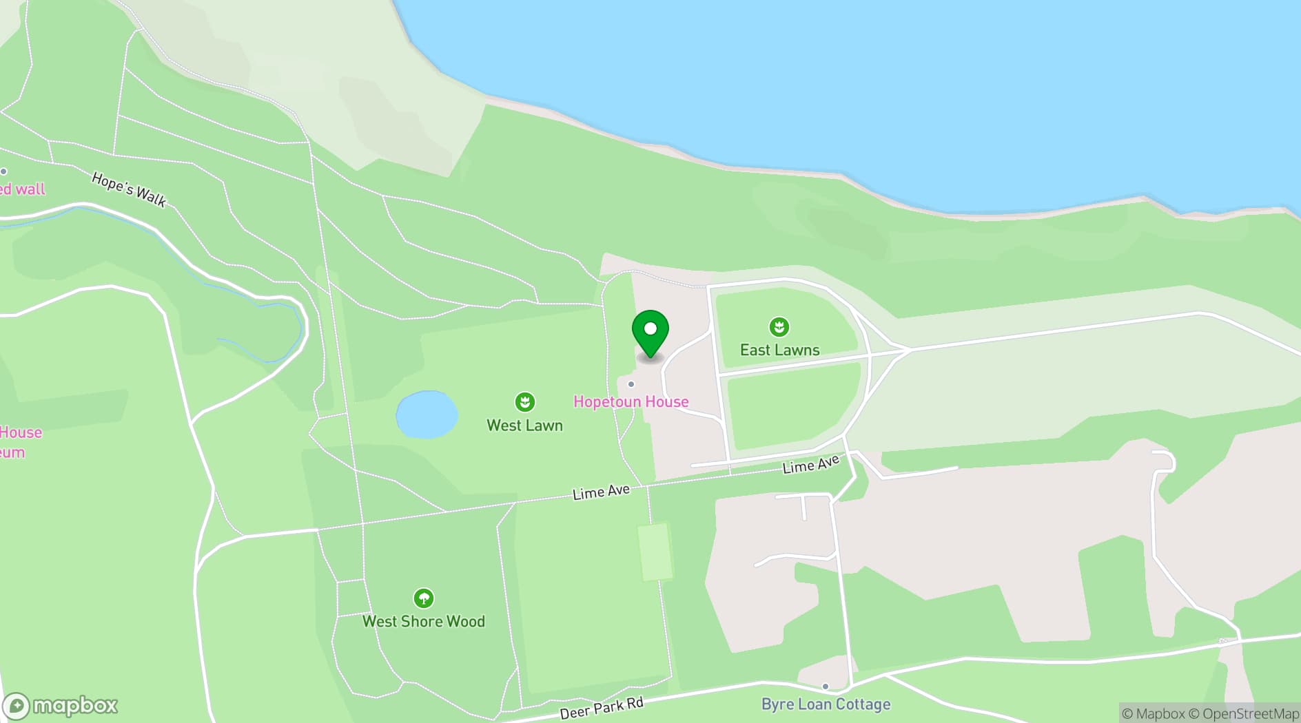 Map showing Hopetoun House