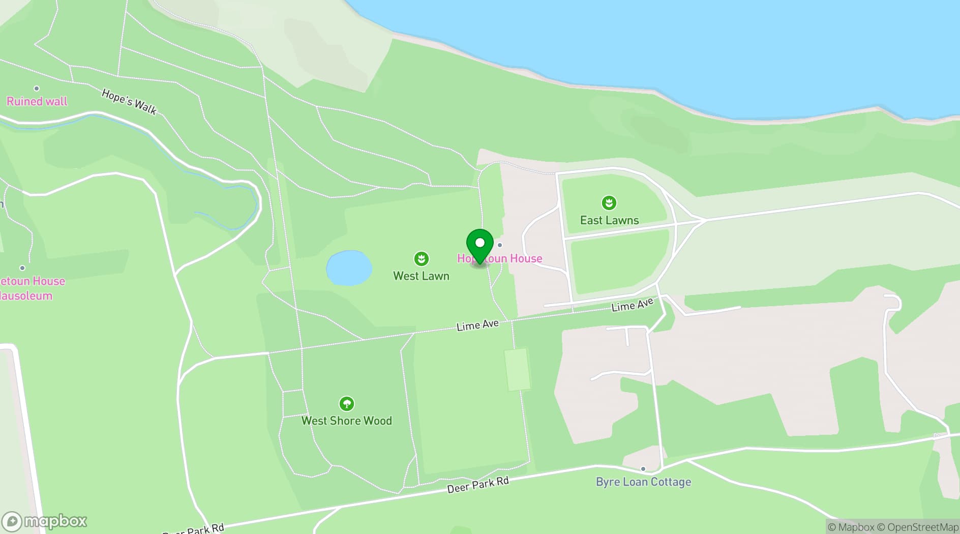 Map showing Hopetoun House