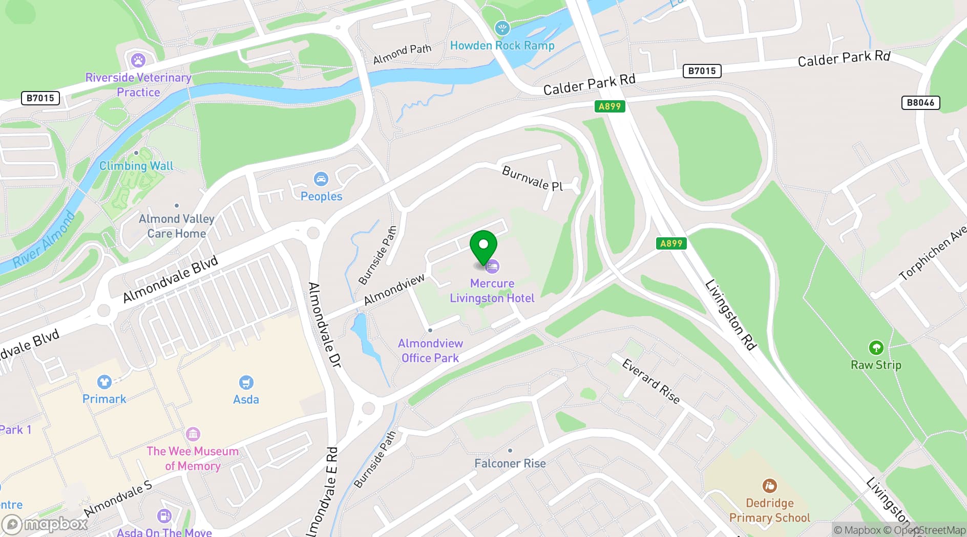 Map showing Mercure Livingston Hotel