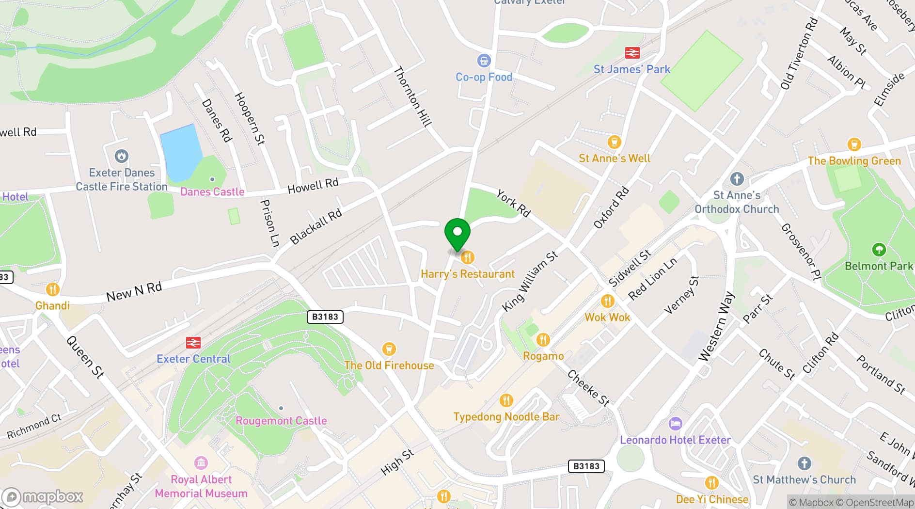 Map showing Harry's Restaurant