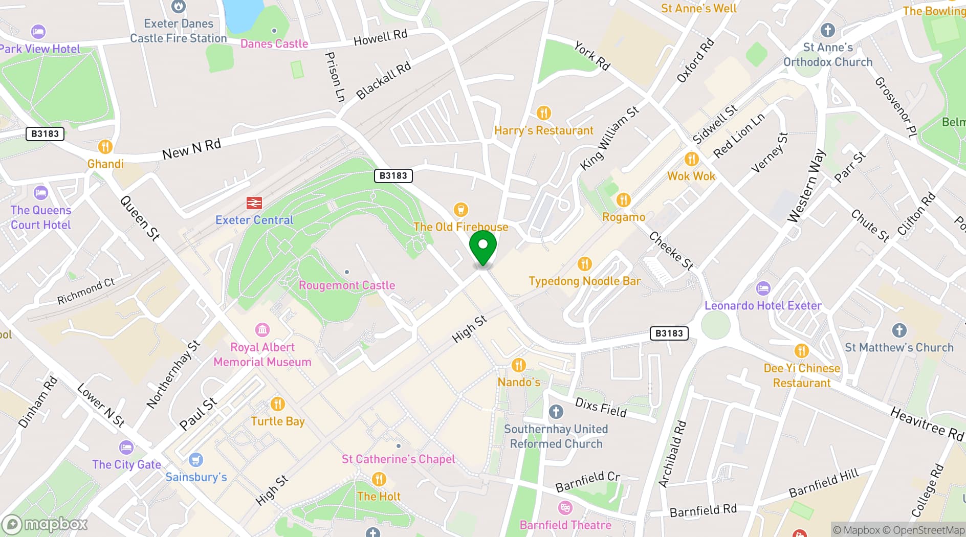 Map showing Barnfield Theatre