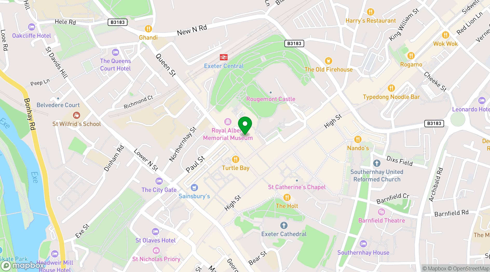 Map showing The Cocktail Club Exeter