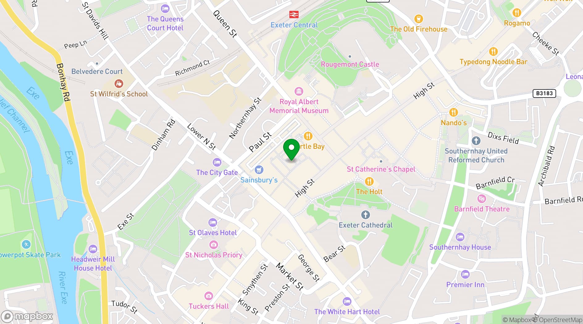 Map showing Boom Battle Exeter