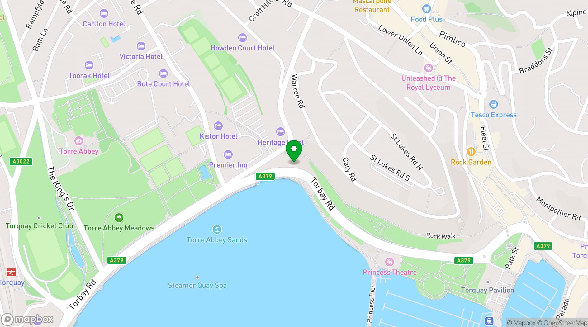 Map showing Las Iguanas Torquay