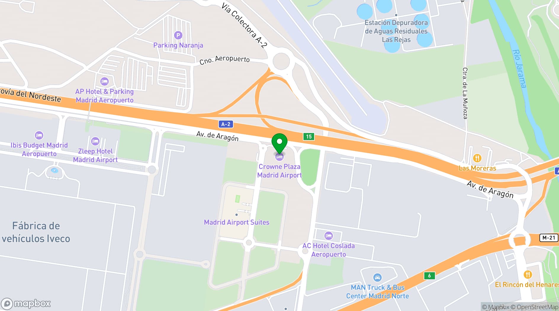 Map showing Crowne Plaza Madrid Airport