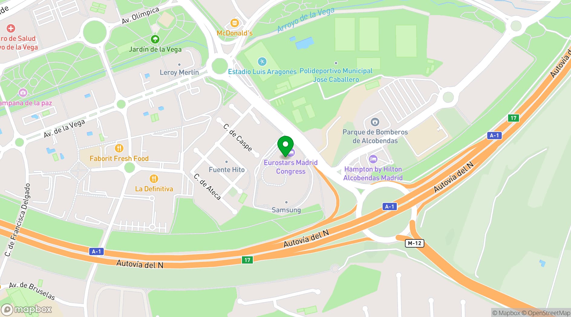Map showing Eurostars Madrid Congress