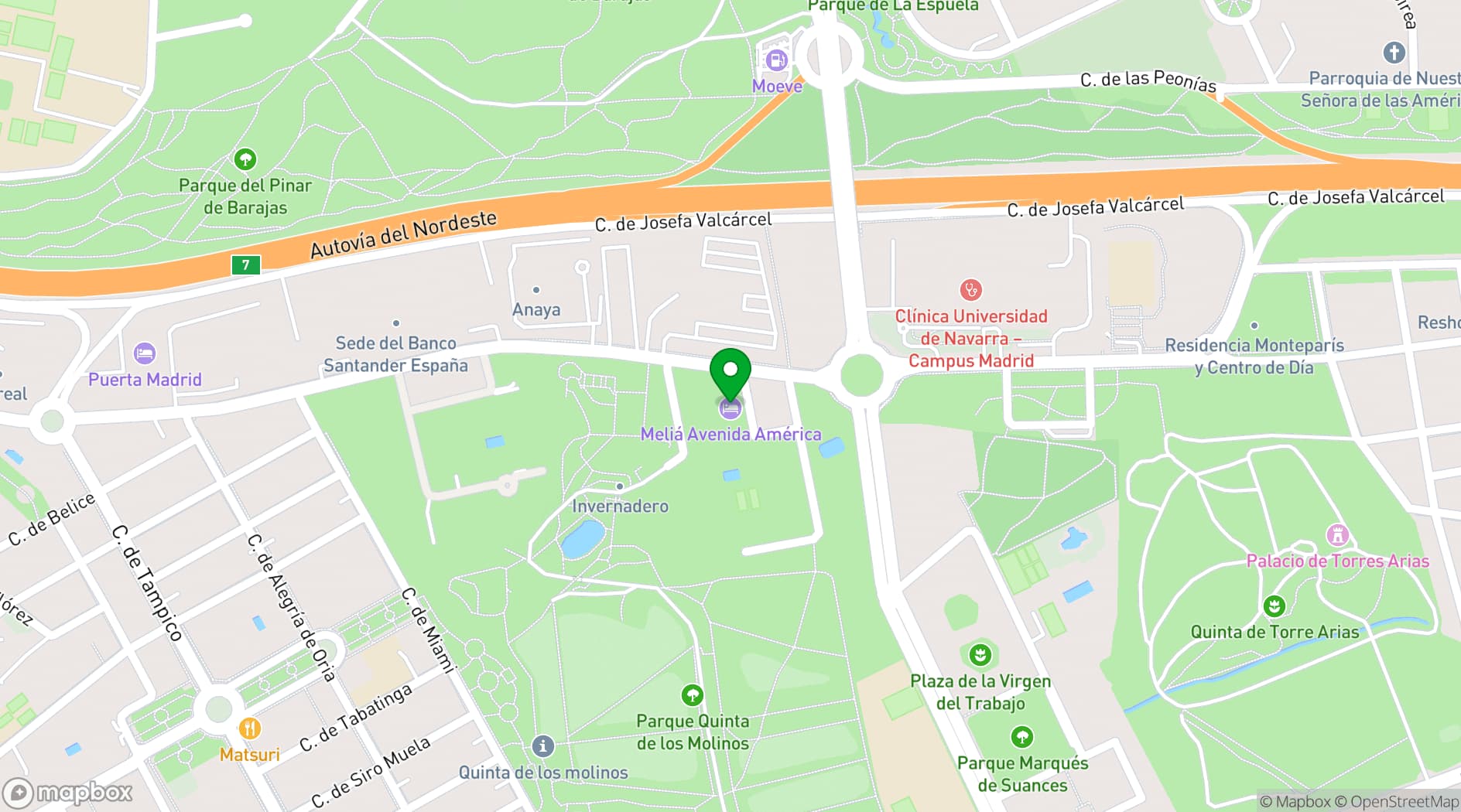 Map showing Melia Avenida de America Hotel & Conference center