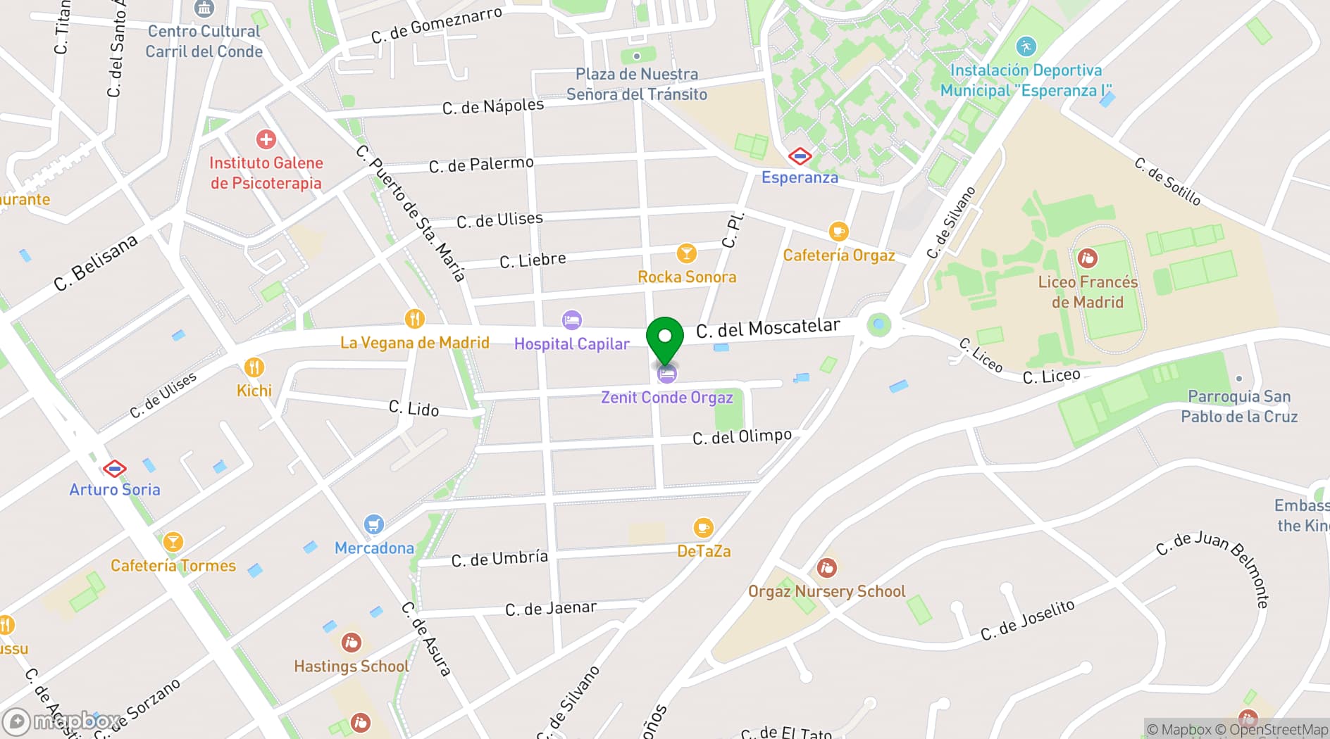 Map showing Hotel Zenit Conde Orgaz