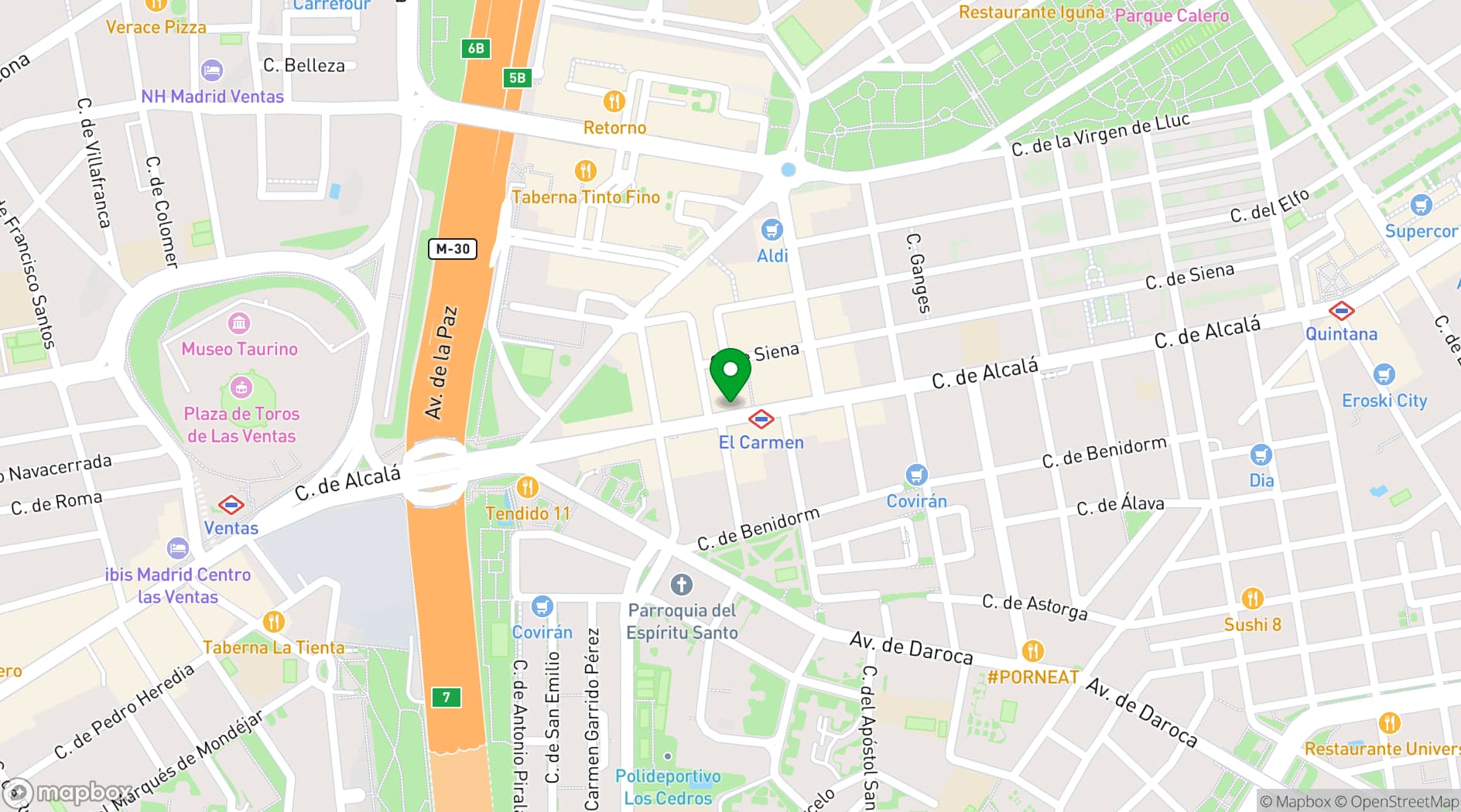 Map showing 1881 Madrid Ventas Hotel