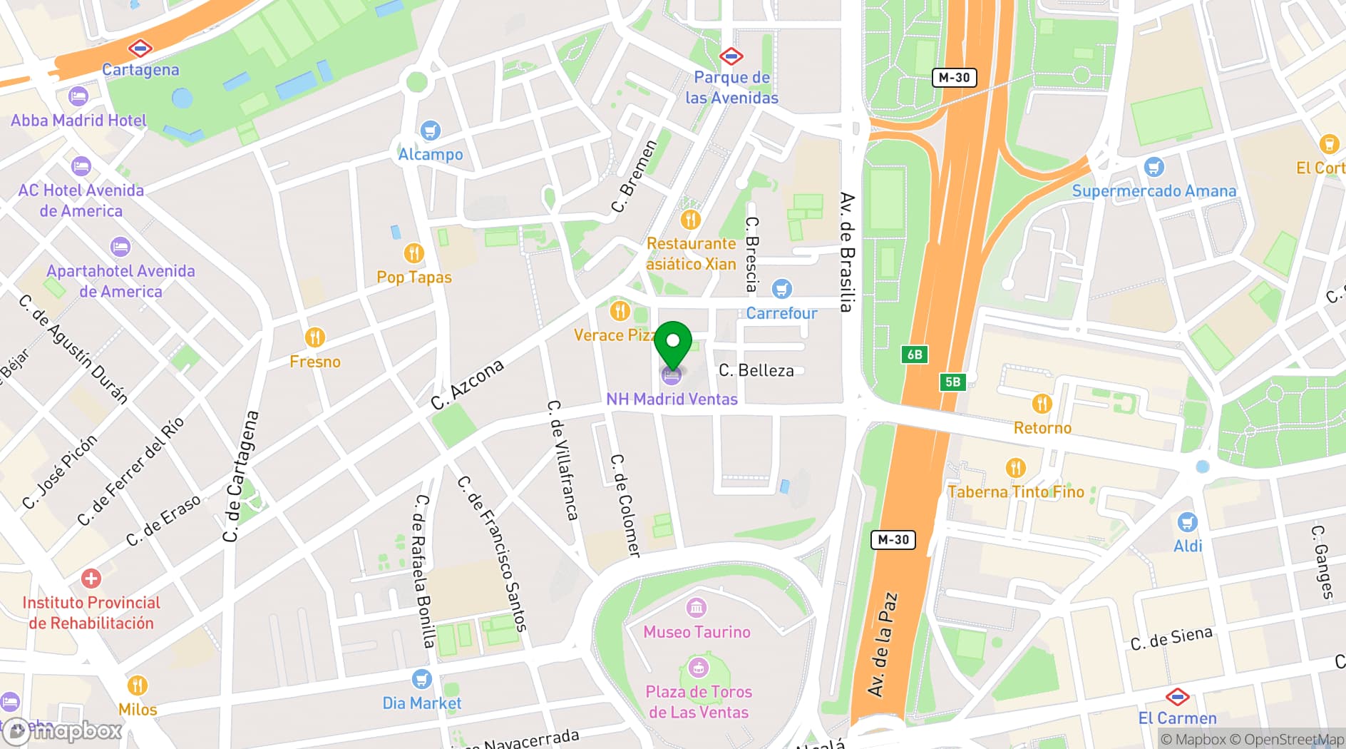 Map showing NH Ventas