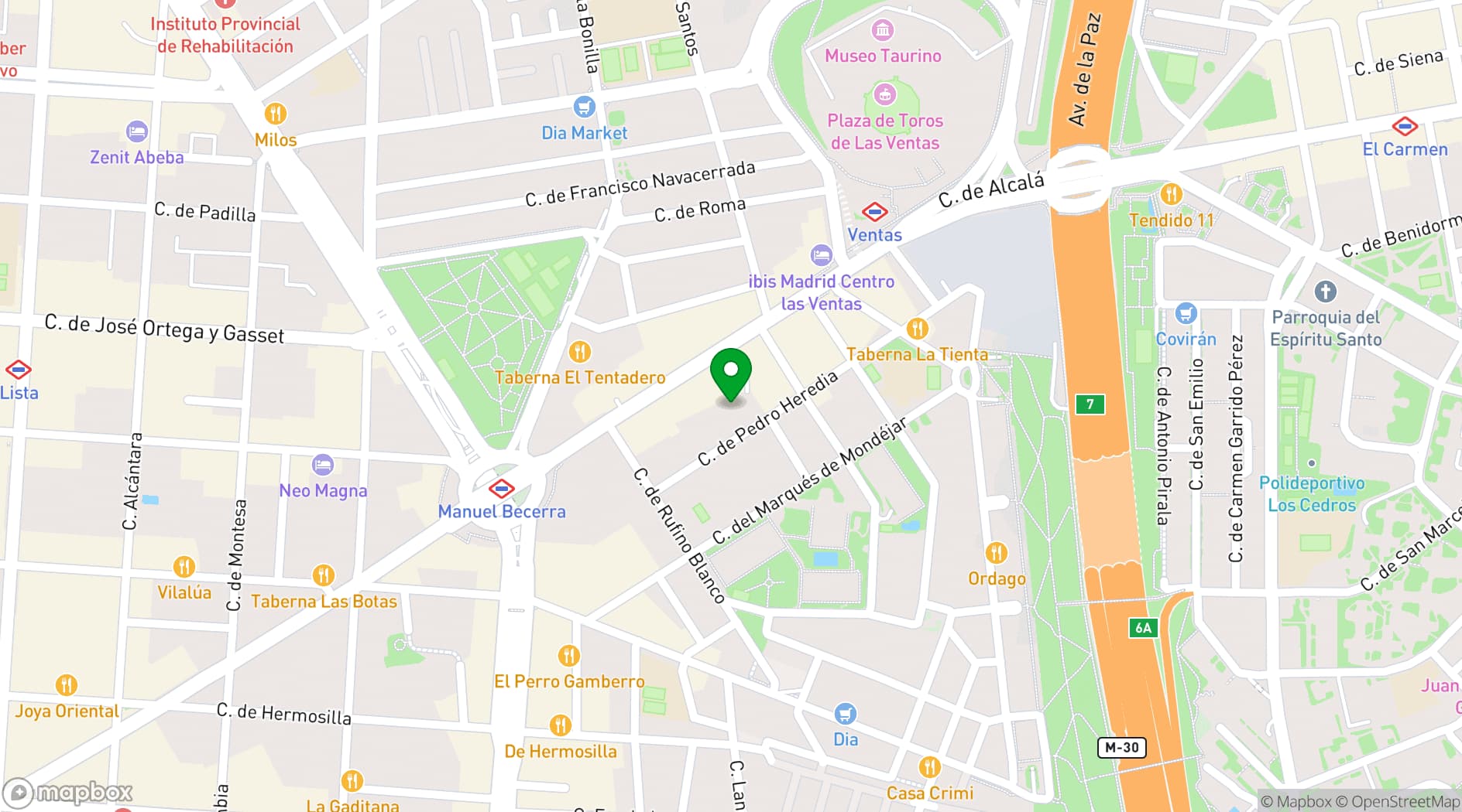 Map showing Espacio Ventas