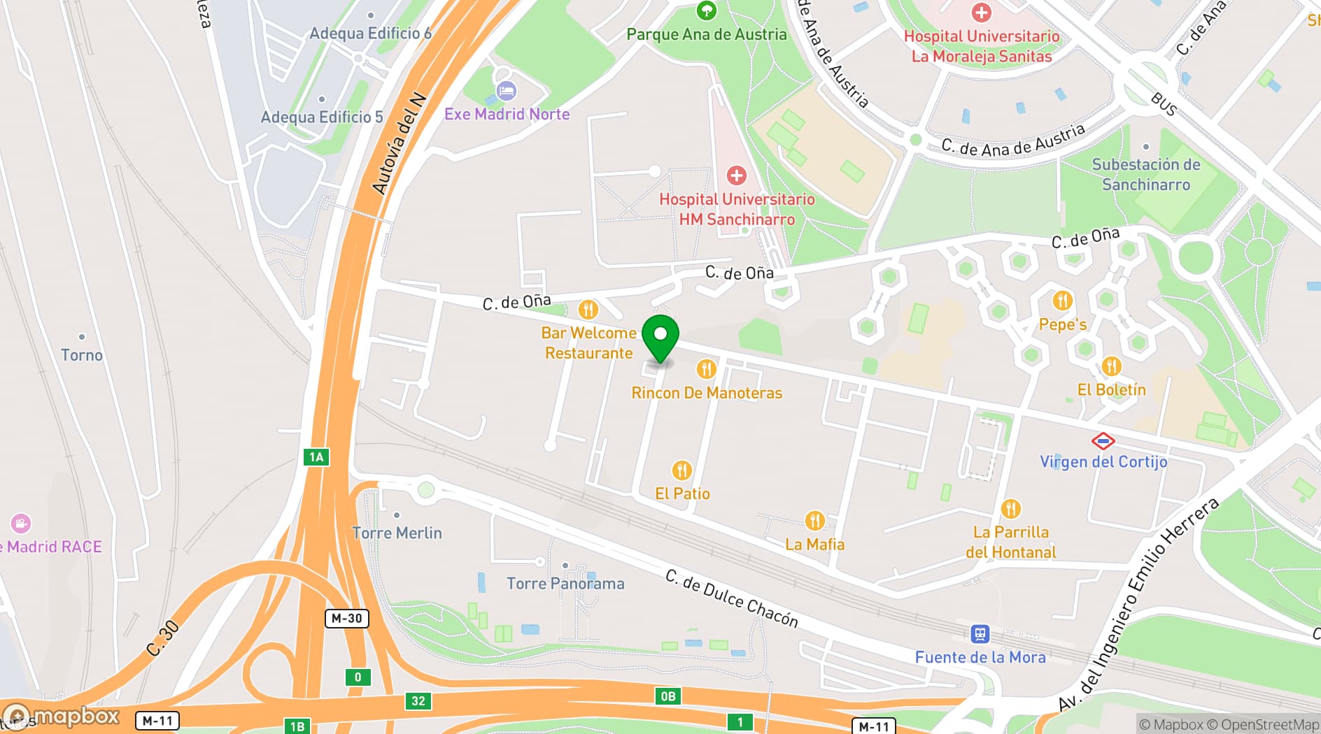 Map showing Hotel Zentral Castellana Norte