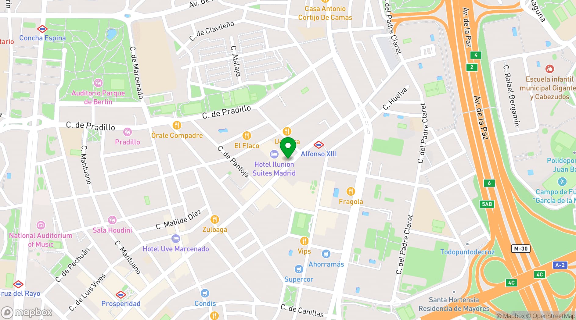Map showing ILUNION Suites Madrid