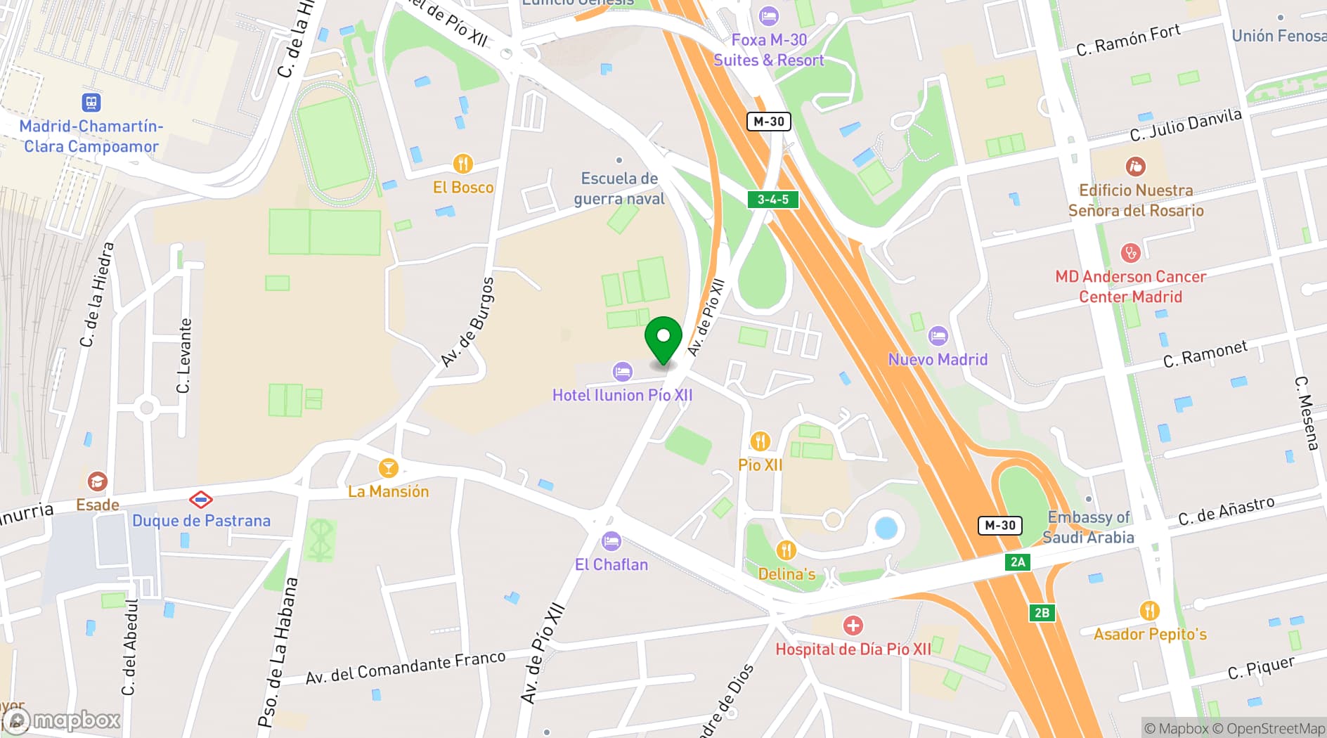 Map showing Hotel ILUNION Pío XII