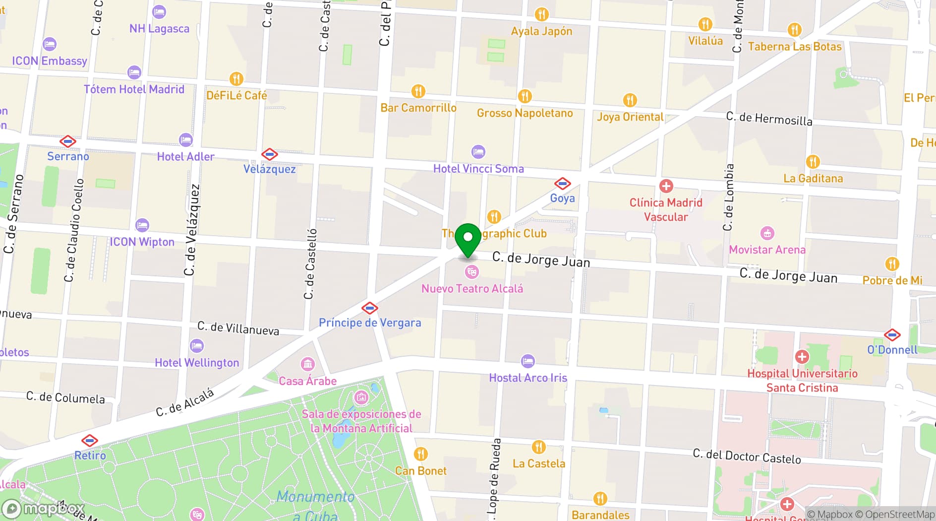 Map showing Nuevo Teatro Alcalá