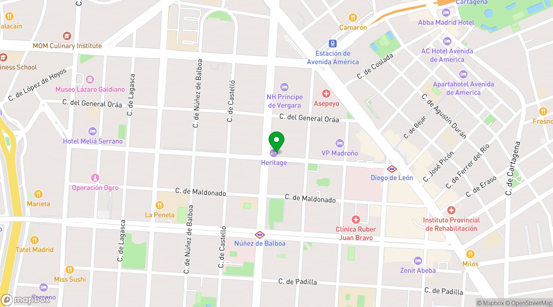 Map showing Heritage Madrid Hotel