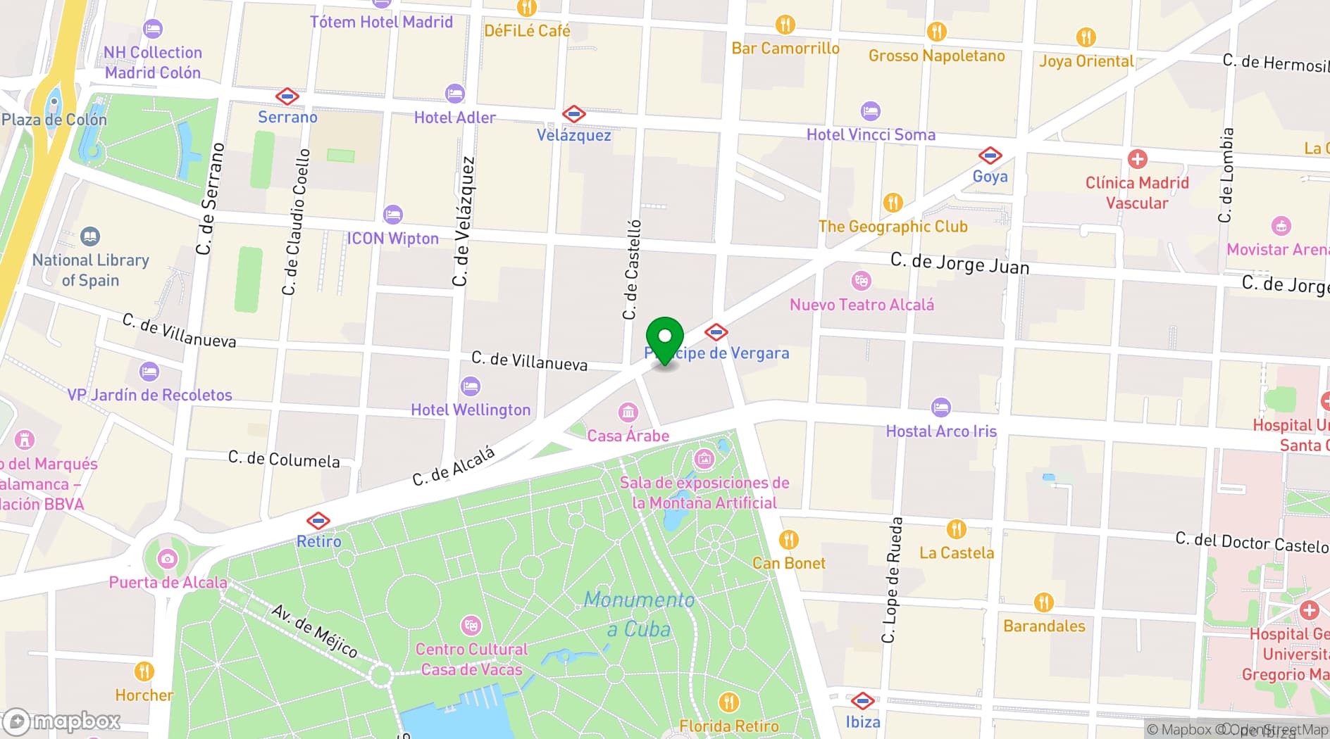 Map showing H10 Puerta de Alcalá