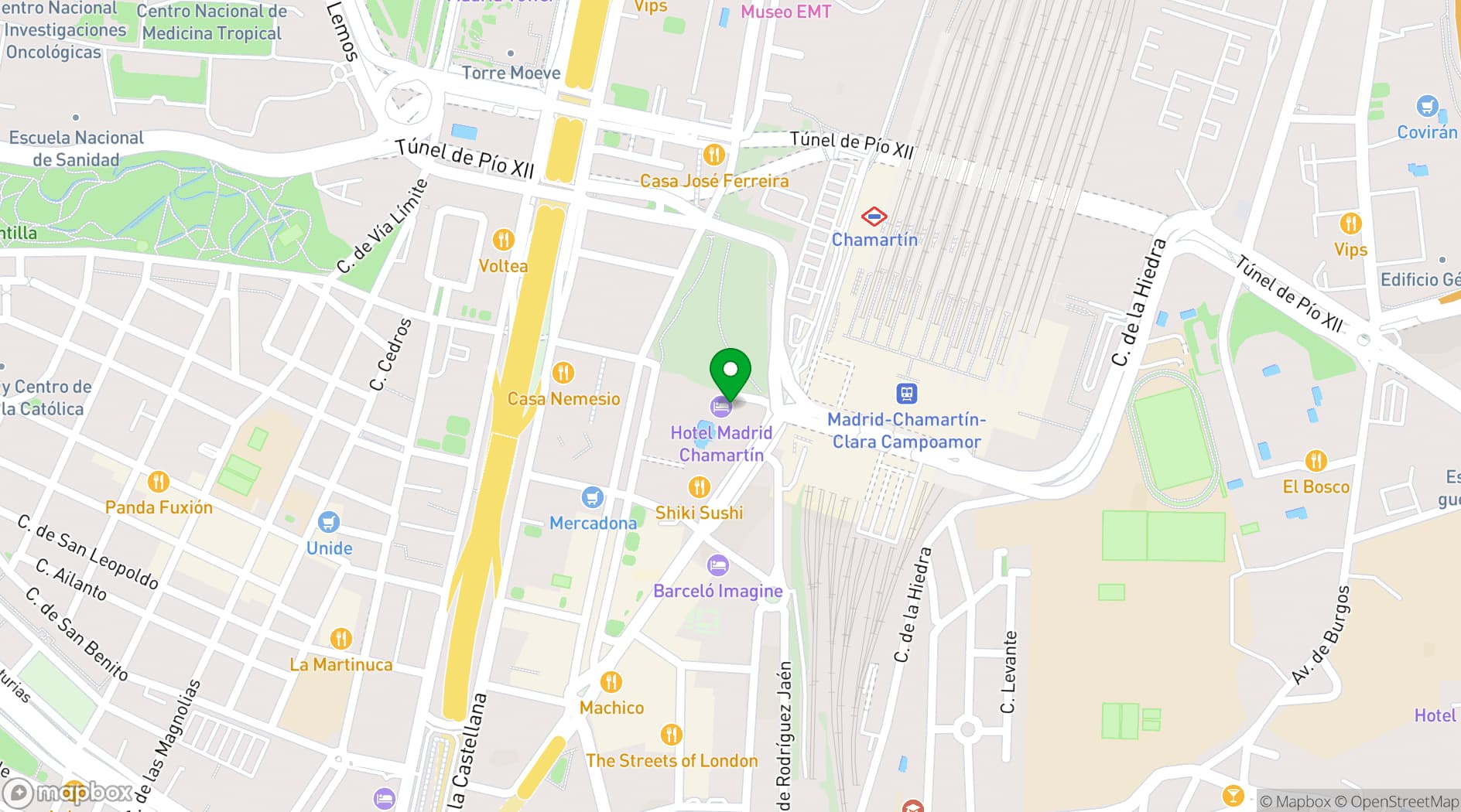 Map showing Madrid Chamartín Affiliated by Meliá