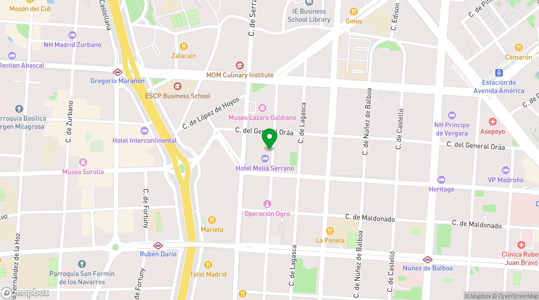 Map showing Meliá Madrid Serrano