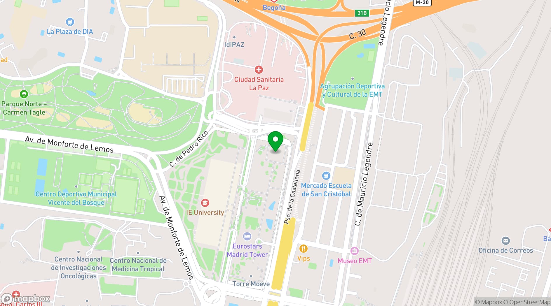 Map showing Torre Emperador Castellana