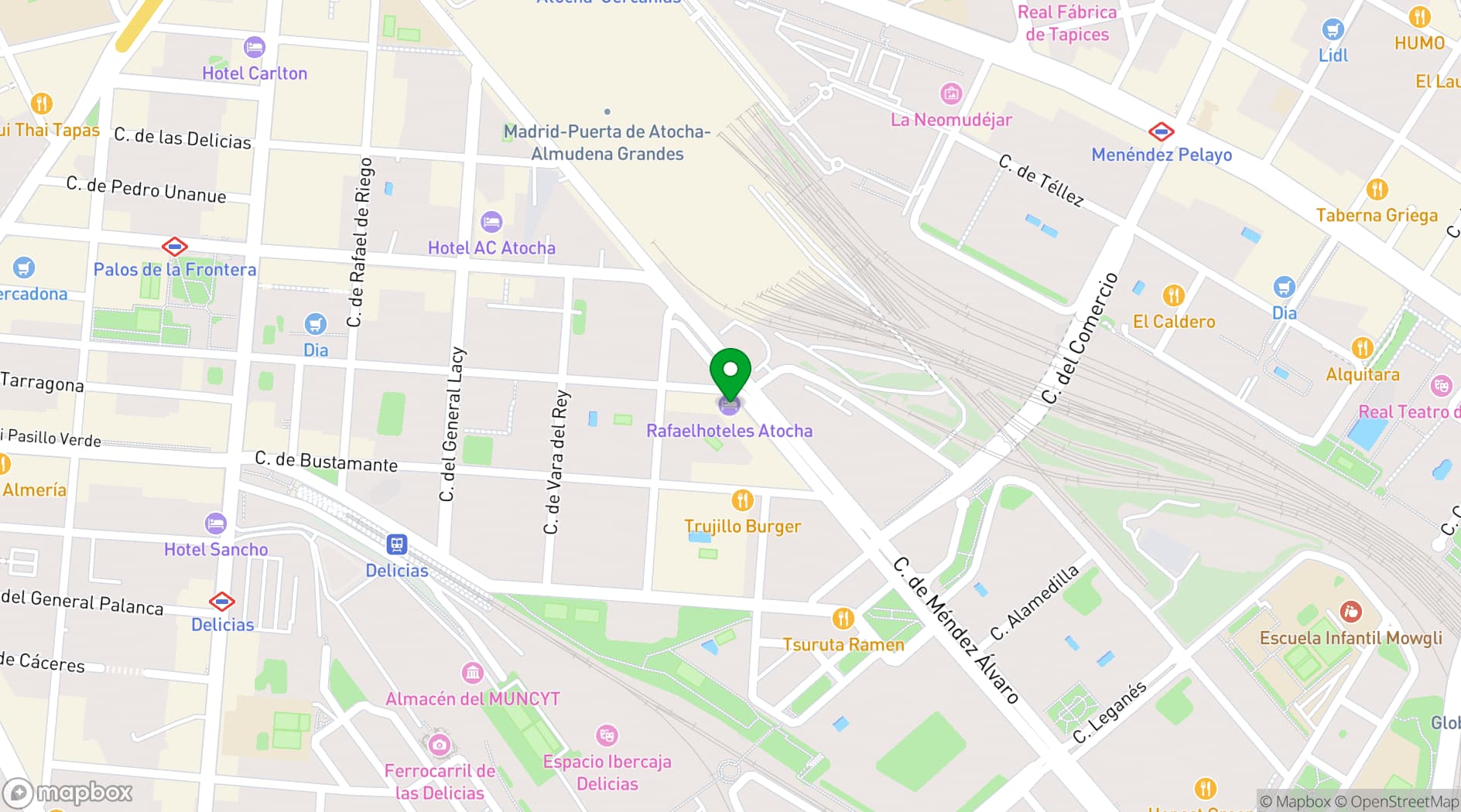 Map showing Rafaelhoteles Atocha
