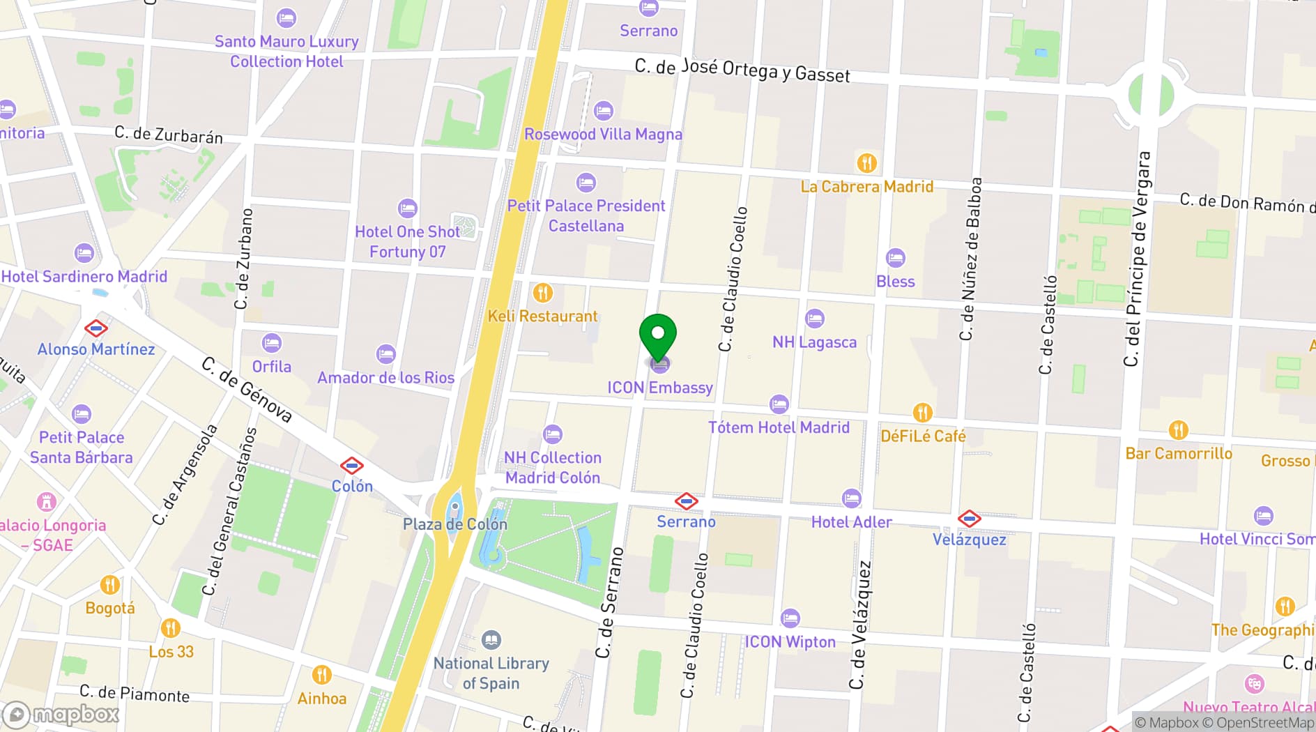 Map showing ICON Embassy