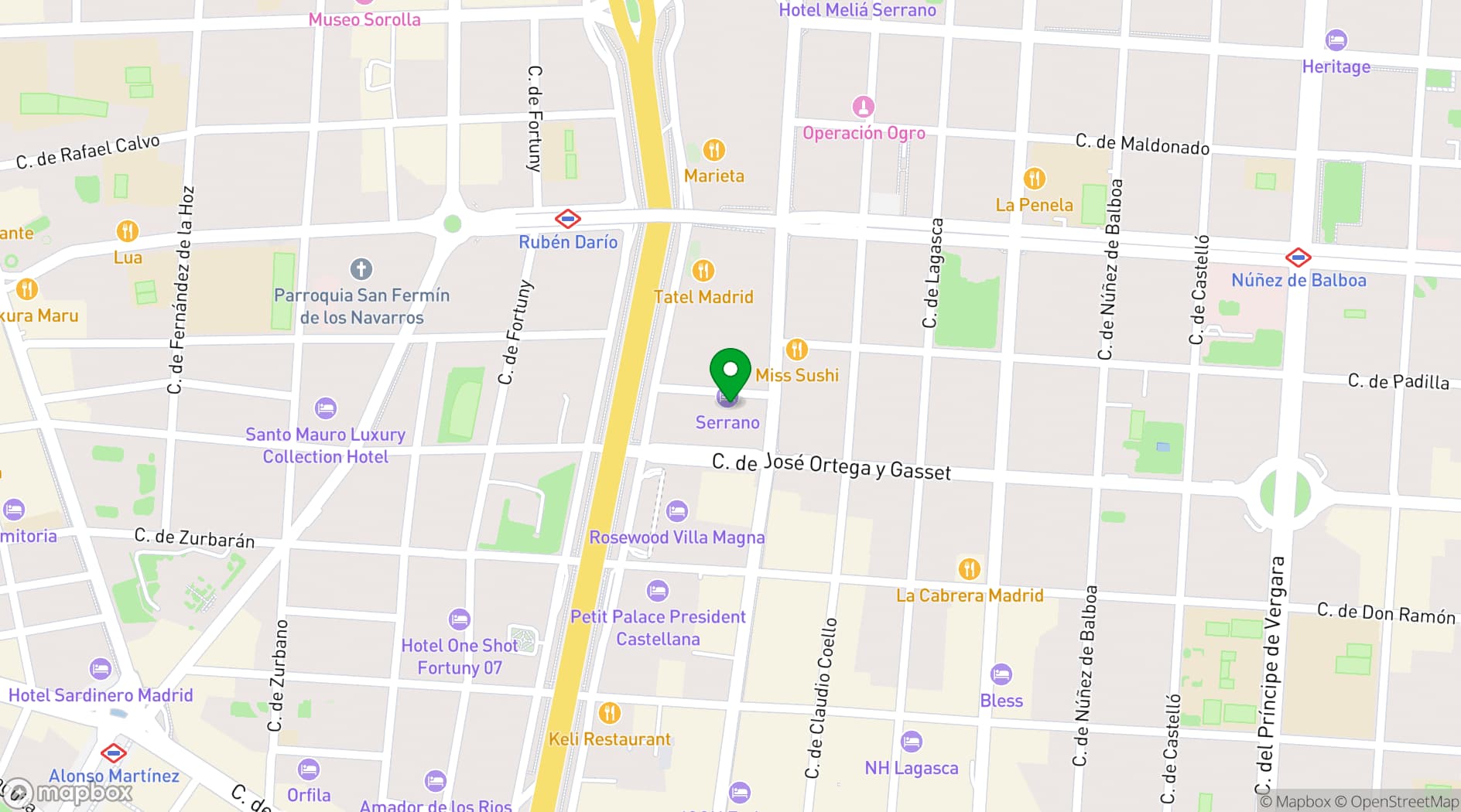 Map showing Hotel Serrano
