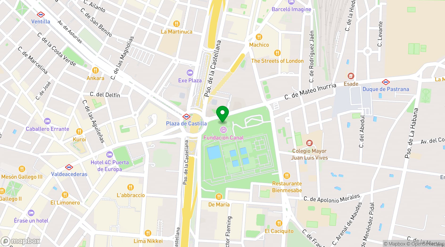 Map showing Fundación Canal