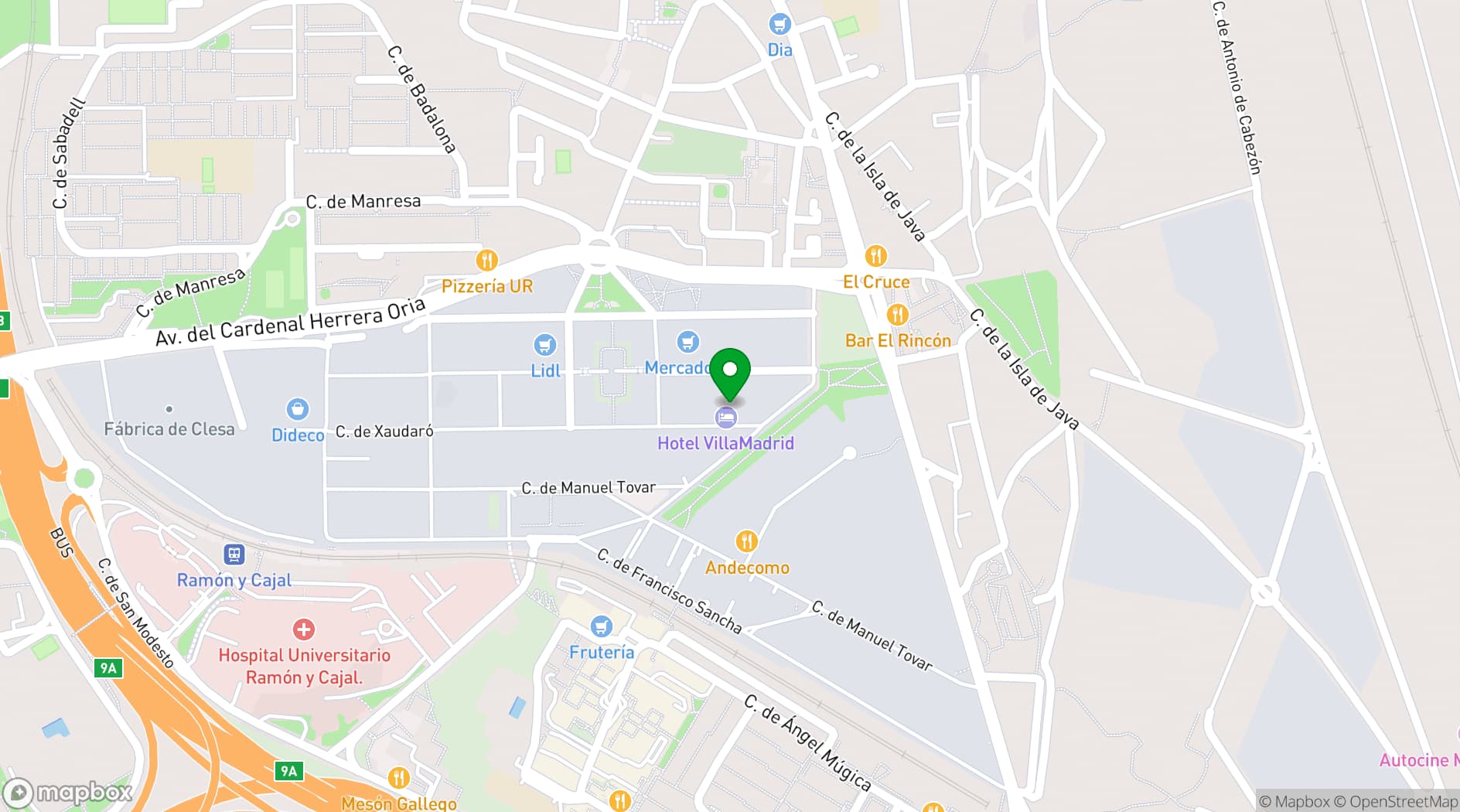 Map showing Hotel Villamadrid