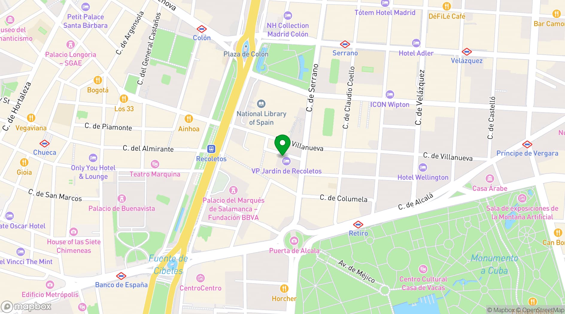 Map showing Restaurante Tragaluz Madrid