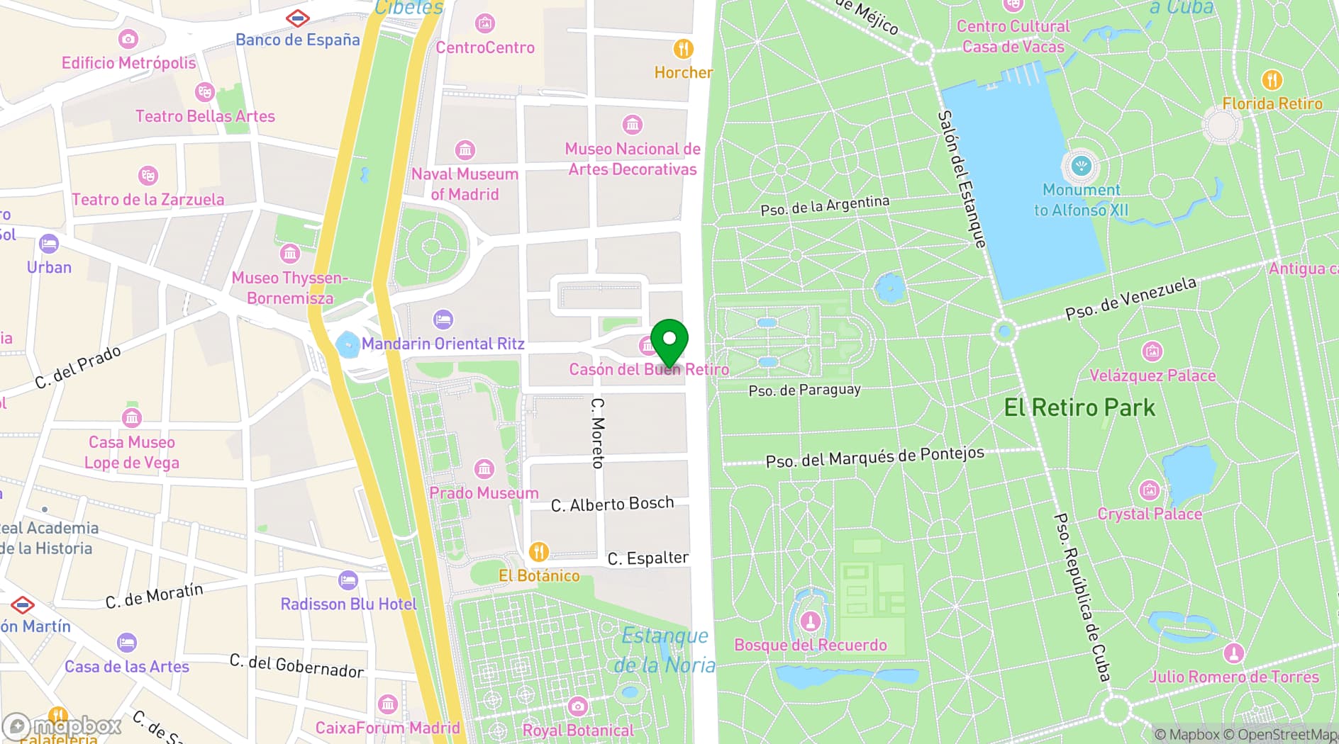 Map showing Comet Retiro