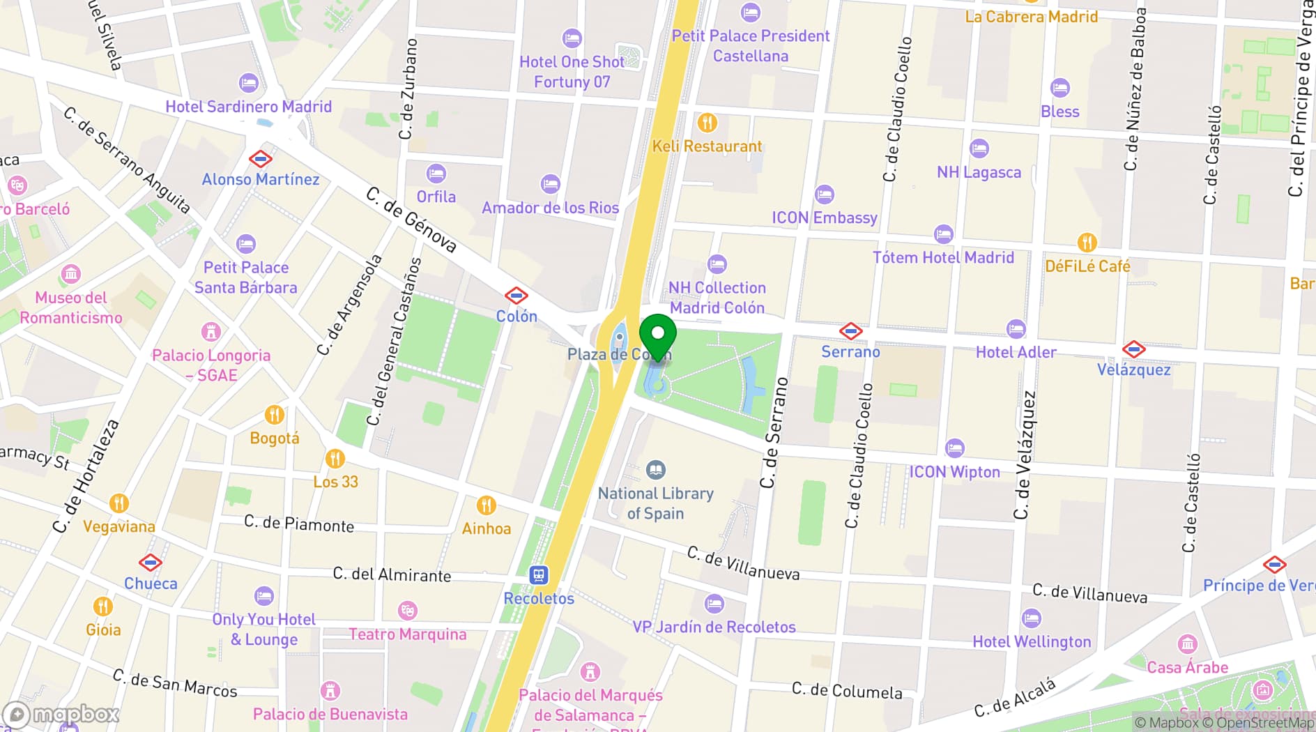 Map showing Fernán Gómez Centro Cultural de la Villa